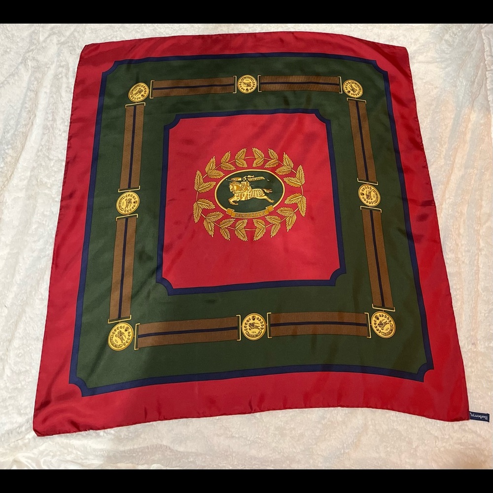 Vintage Burberry Prorsum silk scarf,Size 34x34 inches